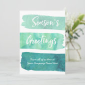 Blauwgroen Waterverf kerstkaarten voor  gebruik Feestdagenkaart (Staand voorkant)