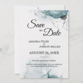 Blauwgroen Waterverf ketch bruiloft bewaart de dat Save The Date (Voorkant)