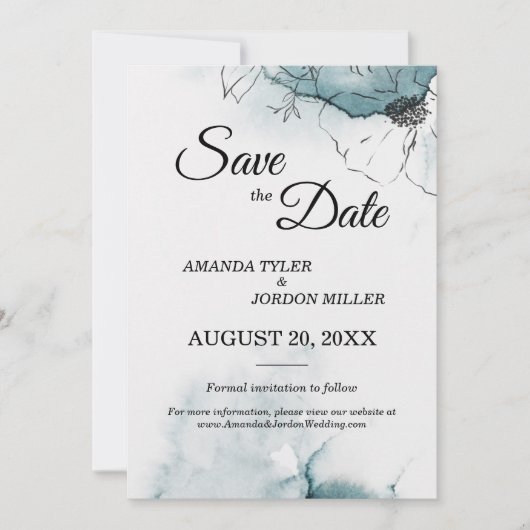 Blauwgroen Waterverf ketch bruiloft bewaart de dat Save The Date (Voorkant)