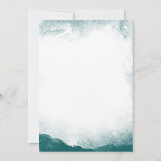 Blauwgroen waterverf launch party Invitation sjabl Kaart (Achterkant)
