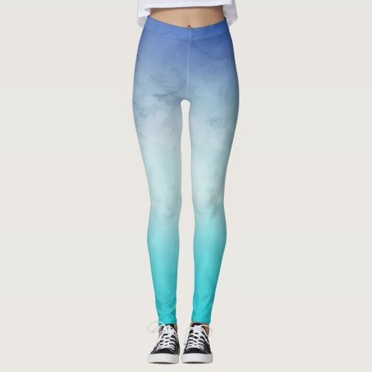 Blauwgroen Waterverf Leggings (Voorkant)