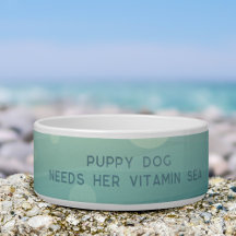 Blauwgroen Waterverf Merpup Vitamine Zee Dog Bowl