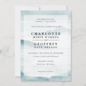 Blauwgroen waterverf misy landscape bruiloft-uitno kaart (Voorkant)