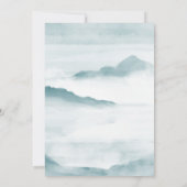 Blauwgroen waterverf misy landscape bruiloft-uitno kaart (Achterkant)