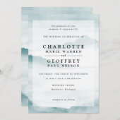 Blauwgroen waterverf misy landscape bruiloft-uitno kaart (Voorkant / Achterkant)