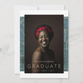 Blauwgroen Waterverf Modern Gold Foil Marble Afstu Aankondiging (Voorkant)