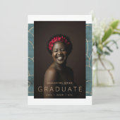 Blauwgroen Waterverf Modern Gold Foil Marble Afstu Aankondiging (Staand voorkant)