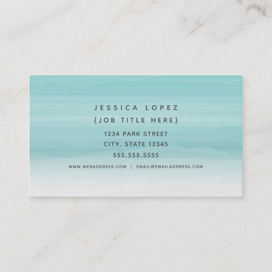Blauwgroen Waterverf Ombre Generieke Sjabloon Visitekaartje (Achterkant)