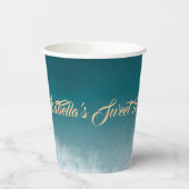 Blauwgroen Waterverf Ombre Sweet 16 Papieren Bekers (Links)