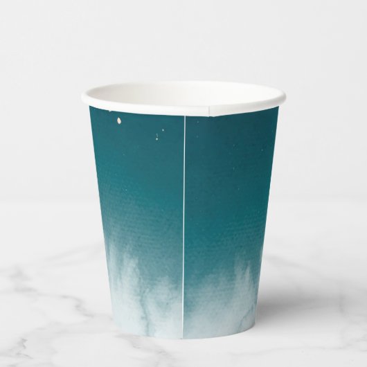 Blauwgroen Waterverf Ombre Sweet 16 Papieren Bekers (Rechts)