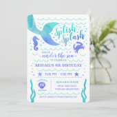 Blauwgroen Waterverf Onder het Zee Zeemeerminverja Kaart (Staand voorkant)