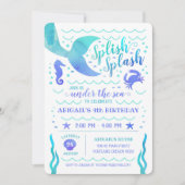 Blauwgroen Waterverf Onder het Zee Zeemeerminverja Kaart (Voorkant)