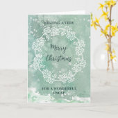 Blauwgroen Waterverf Oom Vrolijk Kerstfeest Kaart (Gele Bloem)