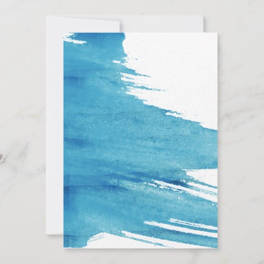 Blauwgroen Waterverf Paint Modern Simple Invitatio Kaart (Achterkant)