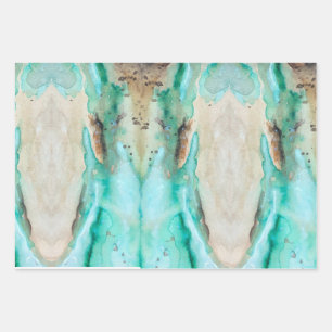 Blauwgroen waterverf — Papierlade voor onmiddellij Inpakpapier Vel