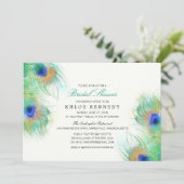 Blauwgroen Waterverf Peacock Feathers Vrijgezellen Kaart (Staand voorkant)