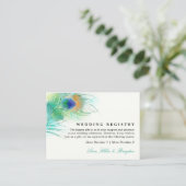 Blauwgroen Waterverf Peacock | Huwelijkscadeau Reg Informatiekaartje (Staand voorkant)