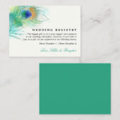 Blauwgroen Waterverf Peacock | Huwelijkscadeau Reg Informatiekaartje (Voorkant / Achterkant)
