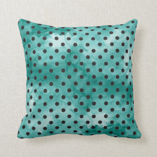 Blauwgroen Waterverf Polka Dot Pillow Kussen