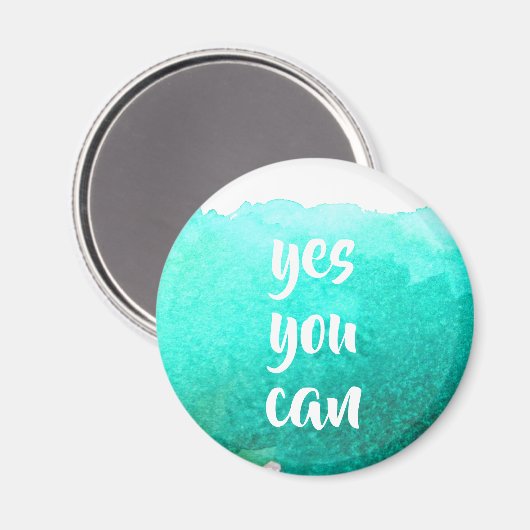 Blauwgroen waterverf positief ja u kunt bericht magneet (Voorkant / Achterkant)