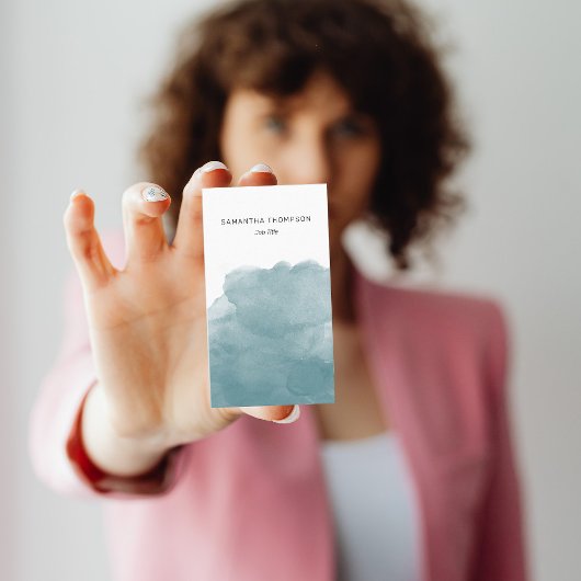 Blauwgroen Waterverf QR Code Sociale media pictogr Visitekaartje