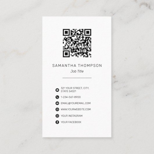 Blauwgroen Waterverf QR Code Sociale media pictogr Visitekaartje (Achterkant)