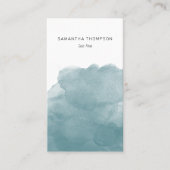 Blauwgroen Waterverf QR Code Sociale media pictogr Visitekaartje (Voorkant)