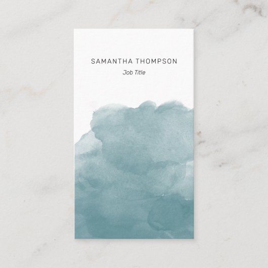 Blauwgroen Waterverf QR Code Sociale media pictogr Visitekaartje (Voorkant)