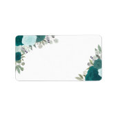 Blauwgroen Waterverf Rozen Blank DIY Weddenschap A Etiket (Voorkant)