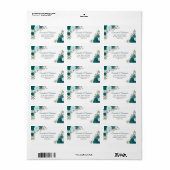 Blauwgroen Waterverf Rozen Elegant Wedding Address Etiket (Full Sheet)