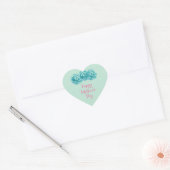Blauwgroen Waterverf Rozen Happy Moederdag Hart Sticker (Envelop)