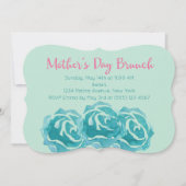 Blauwgroen Waterverf Rozen Moederdag Brunch Kaart (Voorkant)