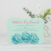 Blauwgroen Waterverf Rozen Moederdag Brunch Kaart (Staand voorkant)