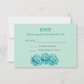 Blauwgroen Waterverf Rozen Weddenschap RSVP (Voorkant)