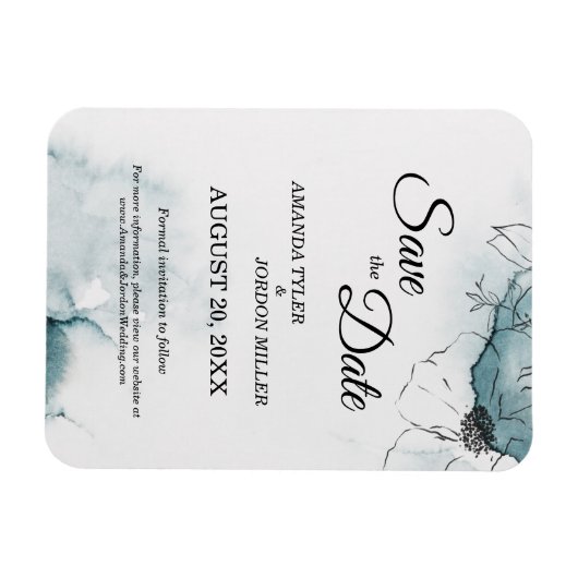 Blauwgroen Waterverf Schets Weddenschap Opslaan Da Magneet (Horizontaal)