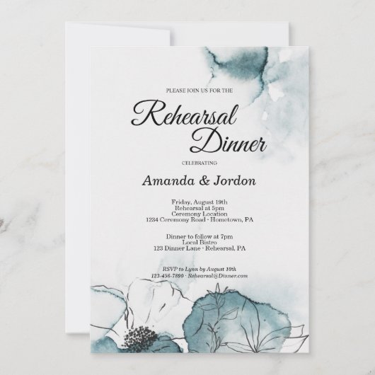 Blauwgroen Waterverf Schetsen repetitie Inbeluitno Kaart (Voorkant)