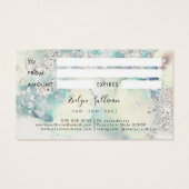 Blauwgroen waterverf Silver Glitter-cadeaukaart Visitekaartje (Achterkant)