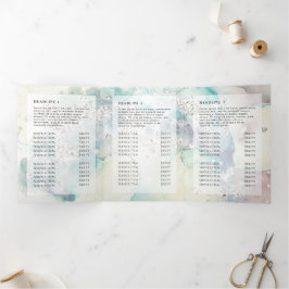Blauwgroen waterverf Silver Glitter Trifold brochu Drieluik Kaart