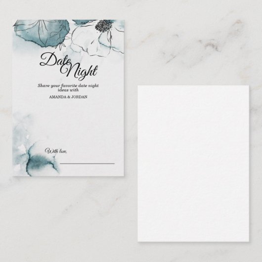 Blauwgroen Waterverf Sketch WeddenDatum Nachtadvie Advieskaart (Voorkant / Achterkant)