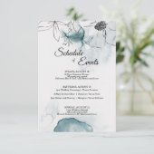 Blauwgroen Waterverf Sketch Weddenprogramma Informatiekaartje (Staand voorkant)