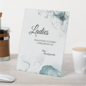 Blauwgroen Waterverf Sketch Weddenschap Dames Bath Reclamebord Met Voetstuk (Insitu)