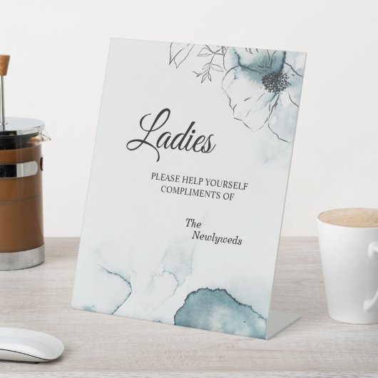 Blauwgroen Waterverf Sketch Weddenschap Dames Bath Reclamebord Met Voetstuk (Insitu)