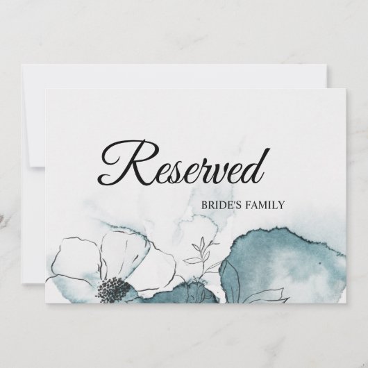 Blauwgroen Waterverf Sketch Weddenschap Gereservee (Voorkant)