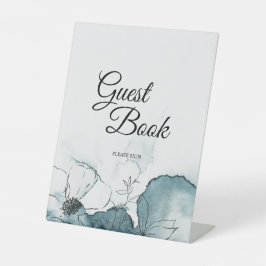 Blauwgroen Waterverf Sketch Weddenschap Reclamebord Met Voetstuk