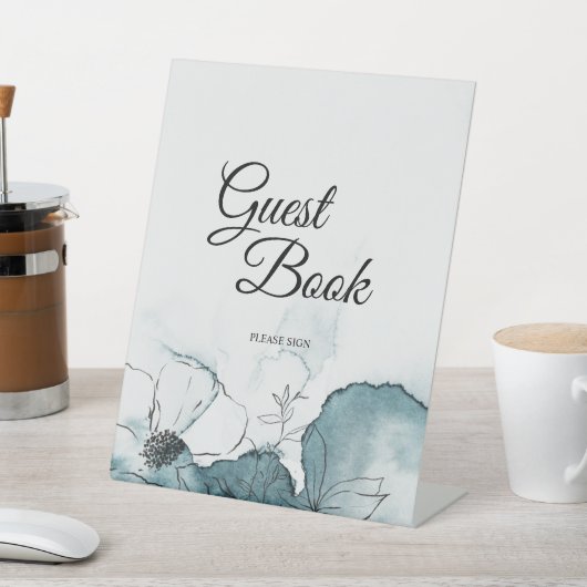 Blauwgroen Waterverf Sketch Weddenschap Reclamebord Met Voetstuk (Insitu)