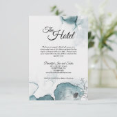 Blauwgroen Waterverf Sketch Wedding Accommodatie Informatiekaartje (Staand voorkant)