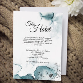 Blauwgroen Waterverf Sketch Wedding Accommodatie Informatiekaartje