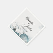 Blauwgroen Waterverf Sketch Wedding Cocktail Napki Servet (Hoek)