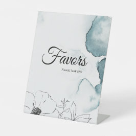 Blauwgroen Waterverf Sketch Wedding Favors Reclamebord Met Voetstuk