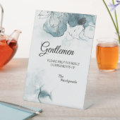 Blauwgroen Waterverf Sketch Wedding Gentlemen Bath Reclamebord Met Voetstuk (Insitu)